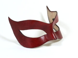 Red leather cat mask side view