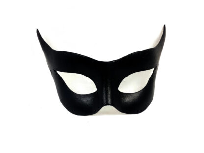 catwoman mask in black leather front view