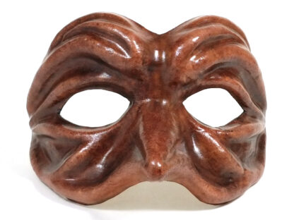 Brown leather mask Venetian Commedia dell'Arte front view