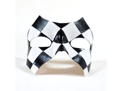 Black and white diamond patterned masquerade mask front view