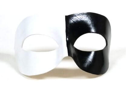 Leather masquerade mask black and white front view