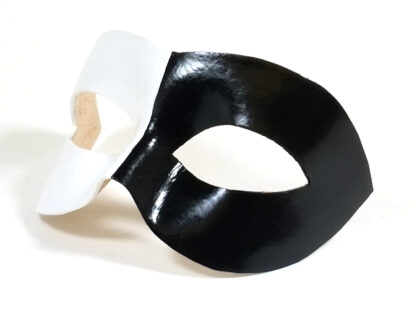 Leather masquerade mask black and white left side