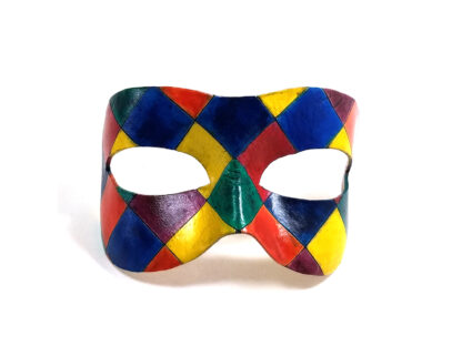 Masquerade mask multi color diamond pattern front