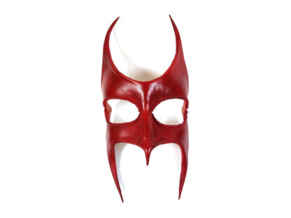 Red Leather Devil Mask - front view